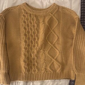 Free People Dream Cable Crewneck Sweater, Camel